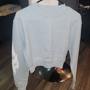 Heron Preston Sky Blue Cropped Sweatshirt